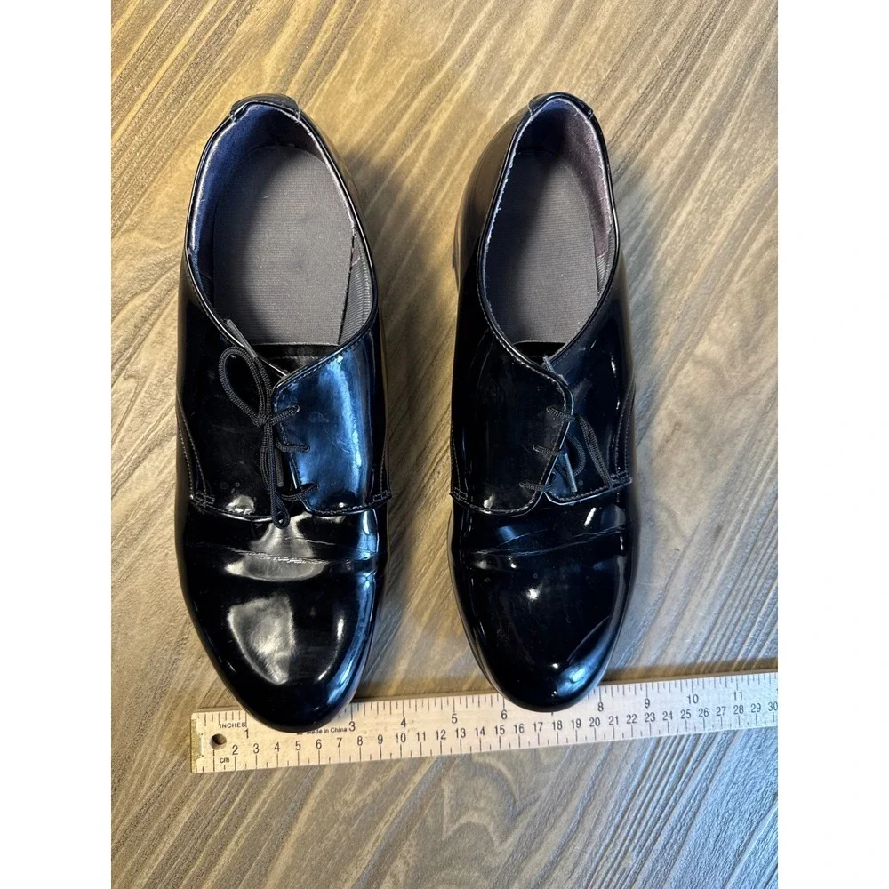 Capps Shoe Company Oxford Mens 10 D Black Patent Leather Military Dress Uniform